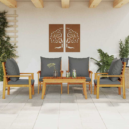 Set Salotto da Giardino 5 pz con Cuscini Legno Massello Acacia | homemem39
