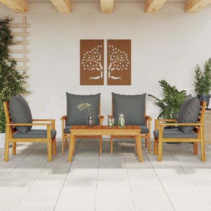 Set Salotto da Giardino 5 pz con Cuscini Legno Massello Acacia - homemem39