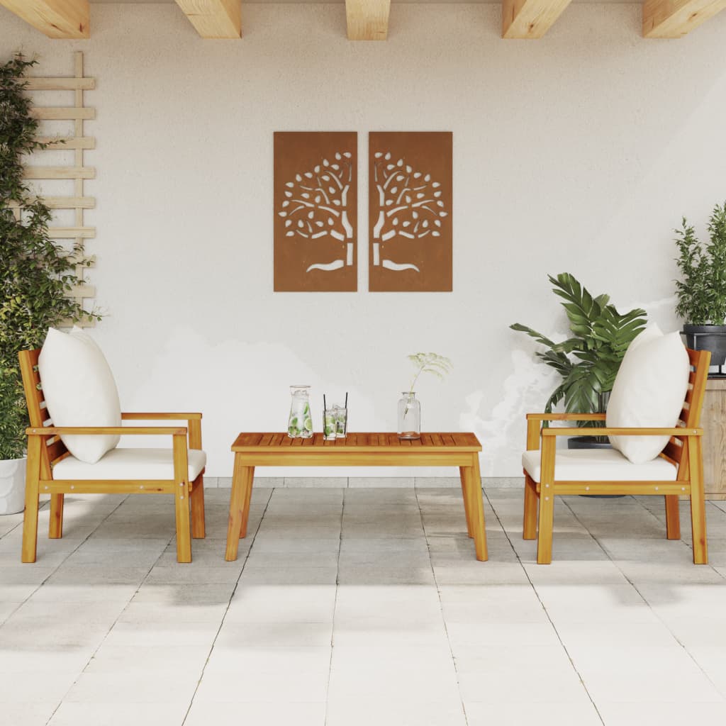 Set Mobili da Giardino 3pz con Cuscini Legno Massello di Acacia - homemem39