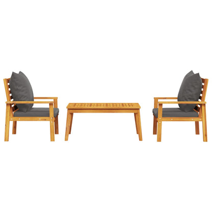 Set Mobili da Giardino 3pz con Cuscini Legno Massello di Acacia - homemem39