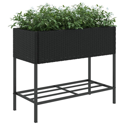Fioriere da Giardino con Ripiani 2pz Nere 90x40x75cm Polyrattan