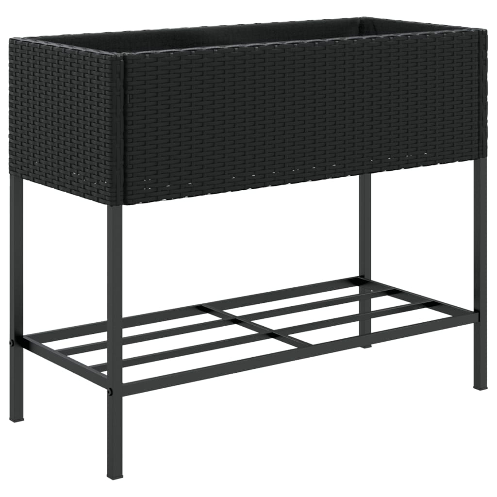 Fioriere da Giardino con Ripiani 2pz Nere 90x40x75cm Polyrattan