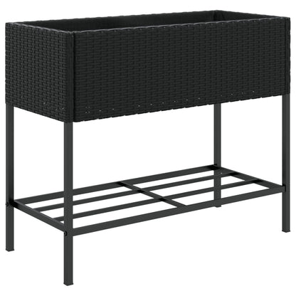 Fioriere da Giardino con Ripiani 2pz Nere 90x40x75cm Polyrattan