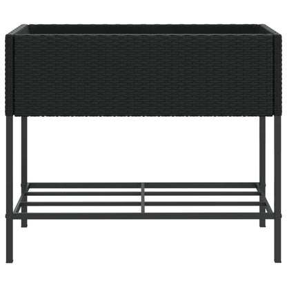 Fioriere da Giardino con Ripiani 2pz Nere 90x40x75cm Polyrattan