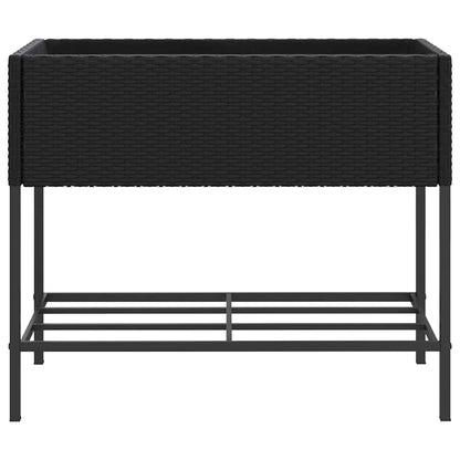 Fioriere da Giardino con Ripiani 2pz Nere 90x40x75cm Polyrattan
