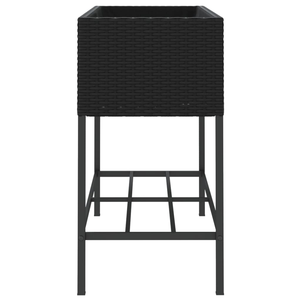 Fioriere da Giardino con Ripiani 2pz Nere 90x40x75cm Polyrattan