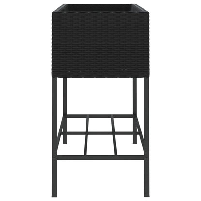 Fioriere da Giardino con Ripiani 2pz Nere 90x40x75cm Polyrattan