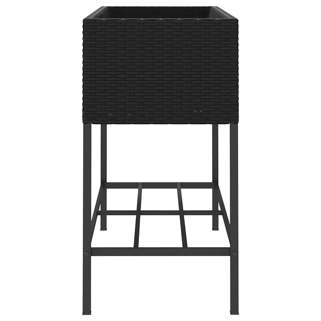 Fioriere da Giardino con Ripiani 2pz Nere 90x40x75cm Polyrattan