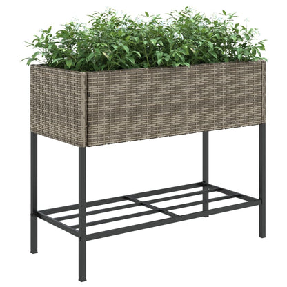 Fioriere Giardino con Ripiani 2pz Grigie 90x40x75cm Polyrattan