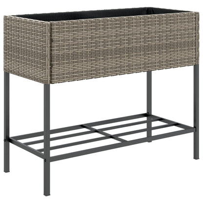 Fioriere Giardino con Ripiani 2pz Grigie 90x40x75cm Polyrattan
