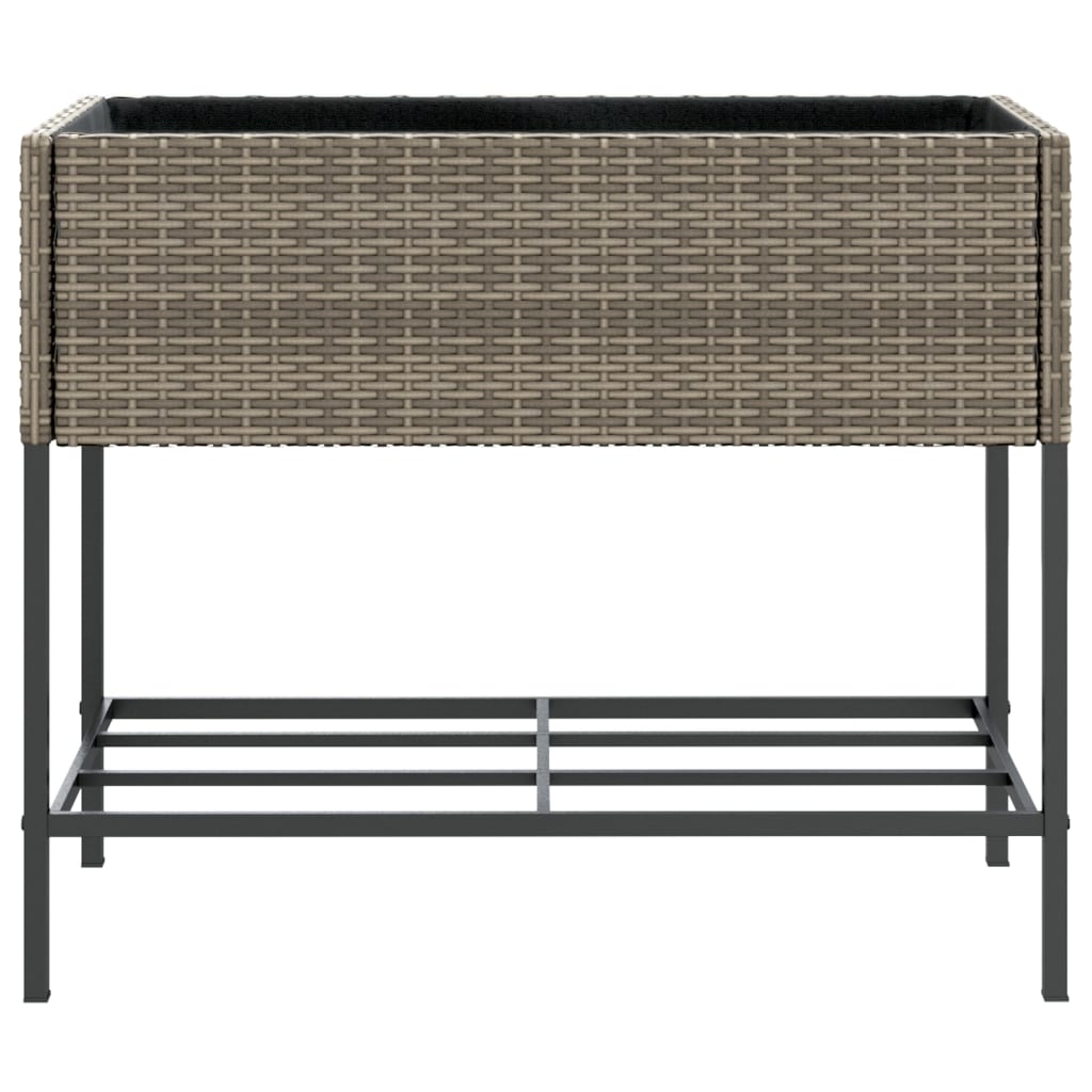 Fioriere Giardino con Ripiani 2pz Grigie 90x40x75cm Polyrattan