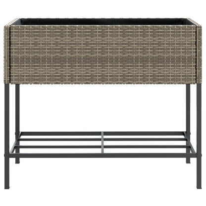 Fioriere Giardino con Ripiani 2pz Grigie 90x40x75cm Polyrattan