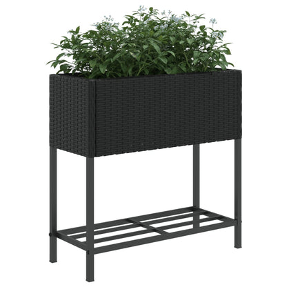 Fioriere da Giardino con Ripiani 2pz Nere 70x28x70cm Polyrattan