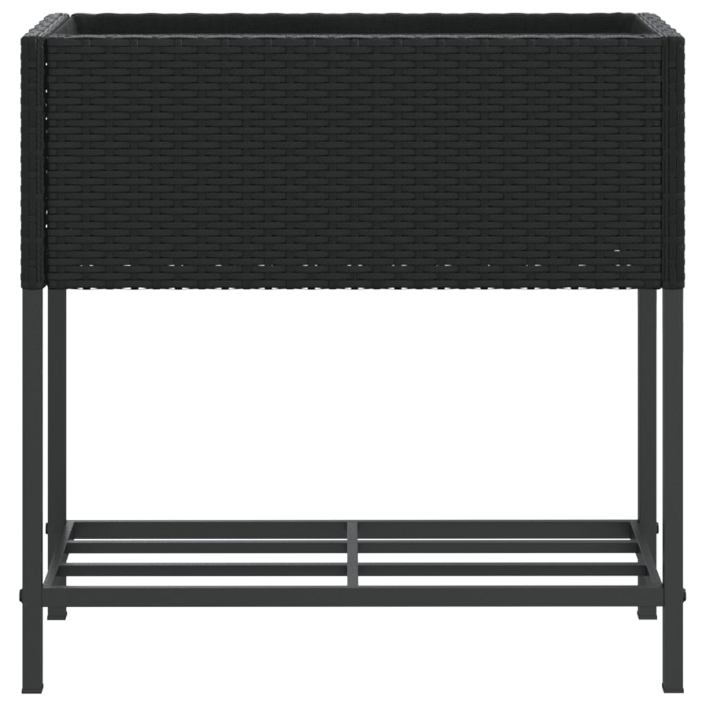 Fioriere da Giardino con Ripiani 2pz Nere 70x28x70cm Polyrattan