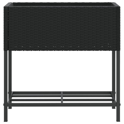 Fioriere da Giardino con Ripiani 2pz Nere 70x28x70cm Polyrattan