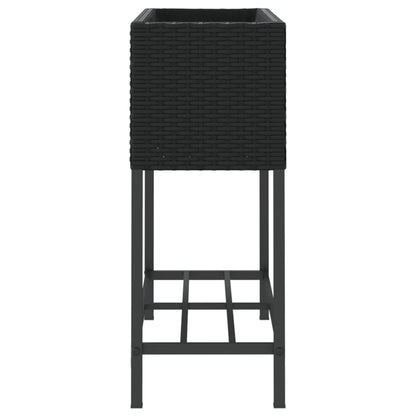 Fioriere da Giardino con Ripiani 2pz Nere 70x28x70cm Polyrattan