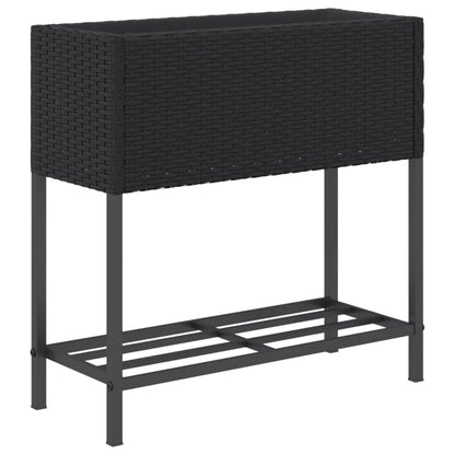 Fioriere da Giardino con Ripiani 2pz Nere 70x28x70cm Polyrattan