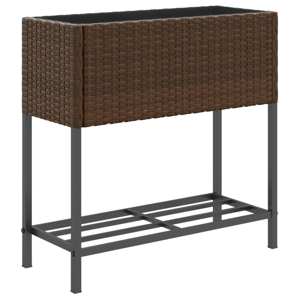 Fioriere Giardino con Ripiani 2pz Marroni 70x28x70cm Polyrattan