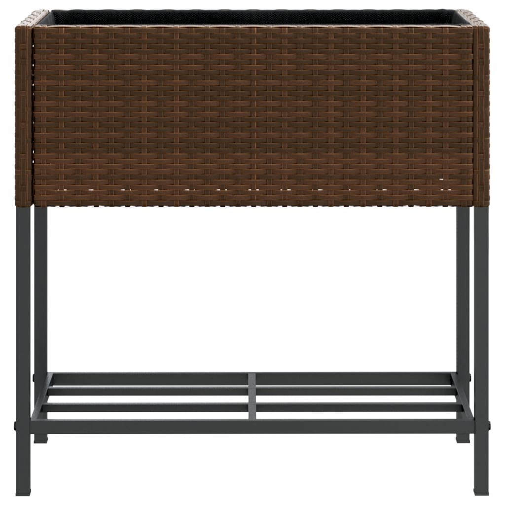 Fioriere Giardino con Ripiani 2pz Marroni 70x28x70cm Polyrattan