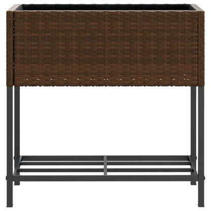 Fioriere Giardino con Ripiani 2pz Marroni 70x28x70cm Polyrattan