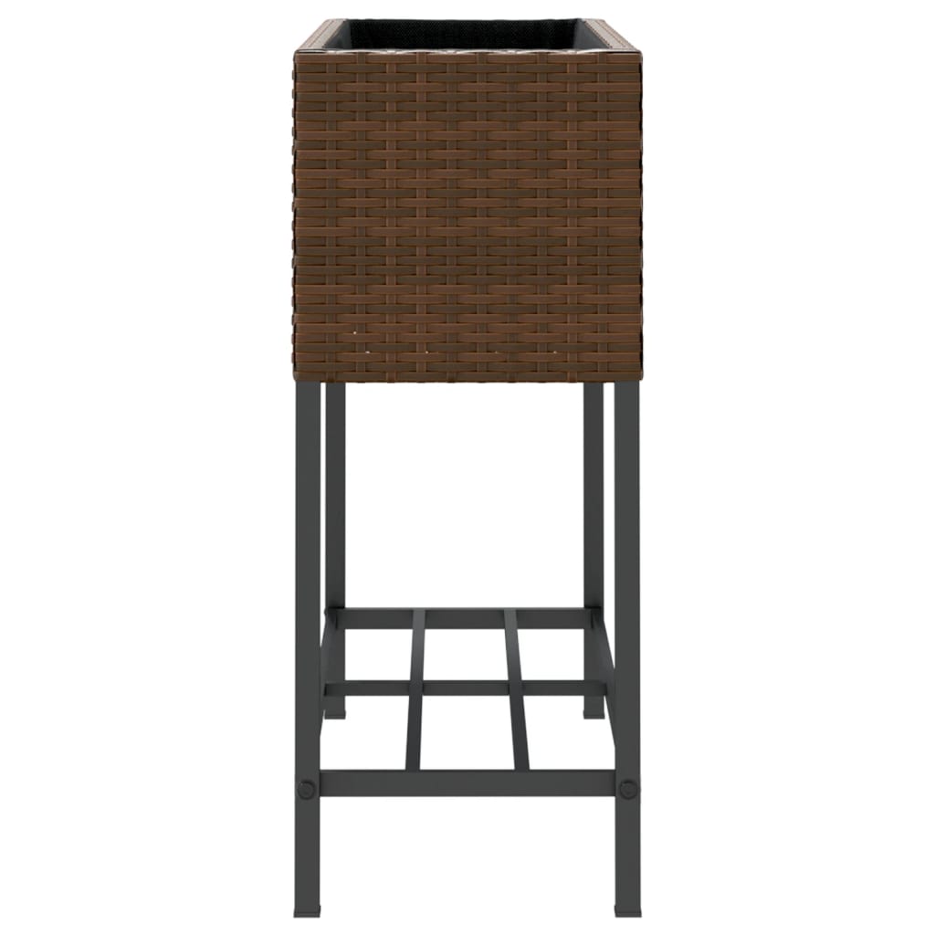 Fioriere Giardino con Ripiani 2pz Marroni 70x28x70cm Polyrattan