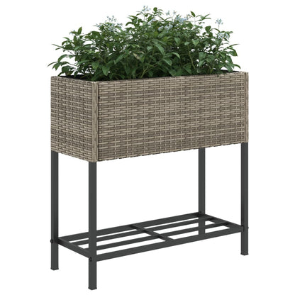 Fioriere Giardino con Ripiani 2pz Grigie 70x28x70cm Polyrattan