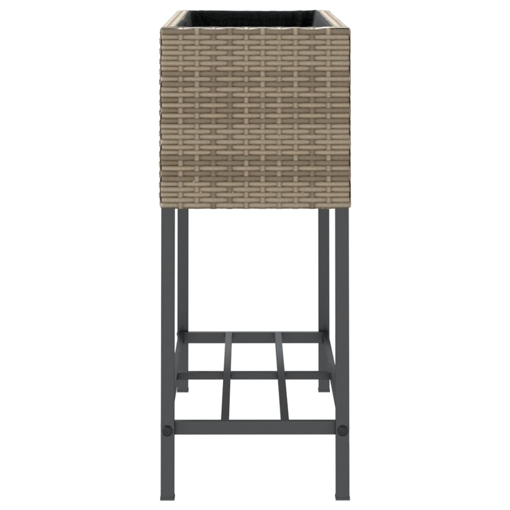Fioriere Giardino con Ripiani 2pz Grigie 70x28x70cm Polyrattan