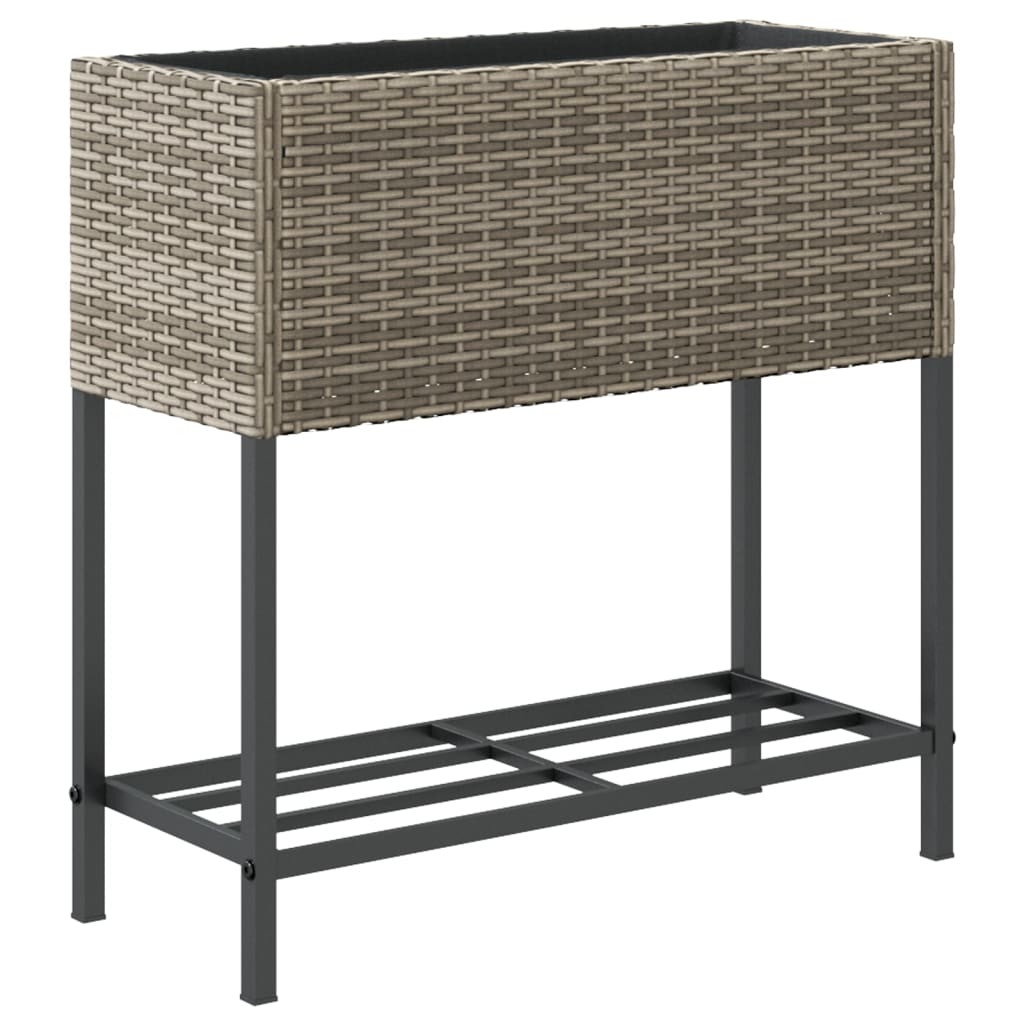 Fioriere Giardino con Ripiani 2pz Grigie 70x28x70cm Polyrattan