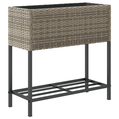 Fioriere Giardino con Ripiani 2pz Grigie 70x28x70cm Polyrattan