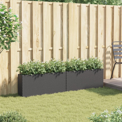 Fioriere da Giardino con 2 Vasi Nere in Polyrattan