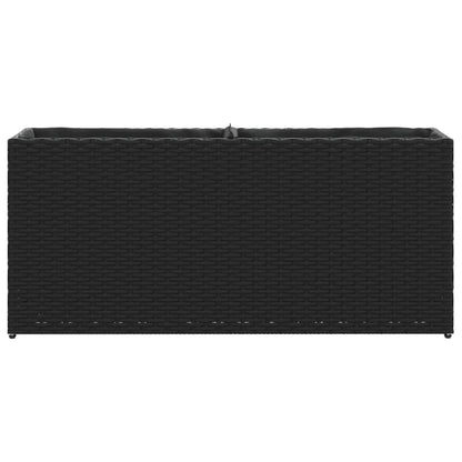 Fioriere da Giardino con 2 Vasi Nere 90x20x40 cm in Polyrattan