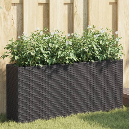 Fioriere da Giardino con 2 Vasi Nere in Polyrattan