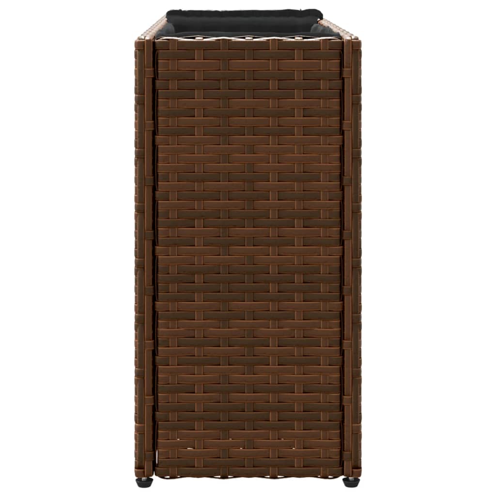 Fioriere da Giardino con 2 Vasi Marrone 90x20x40 cm Polyrattan