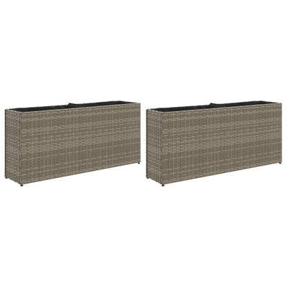 Fioriere da Giardino con 2 Vasi Grigie 90x20x40cm in Polyrattan