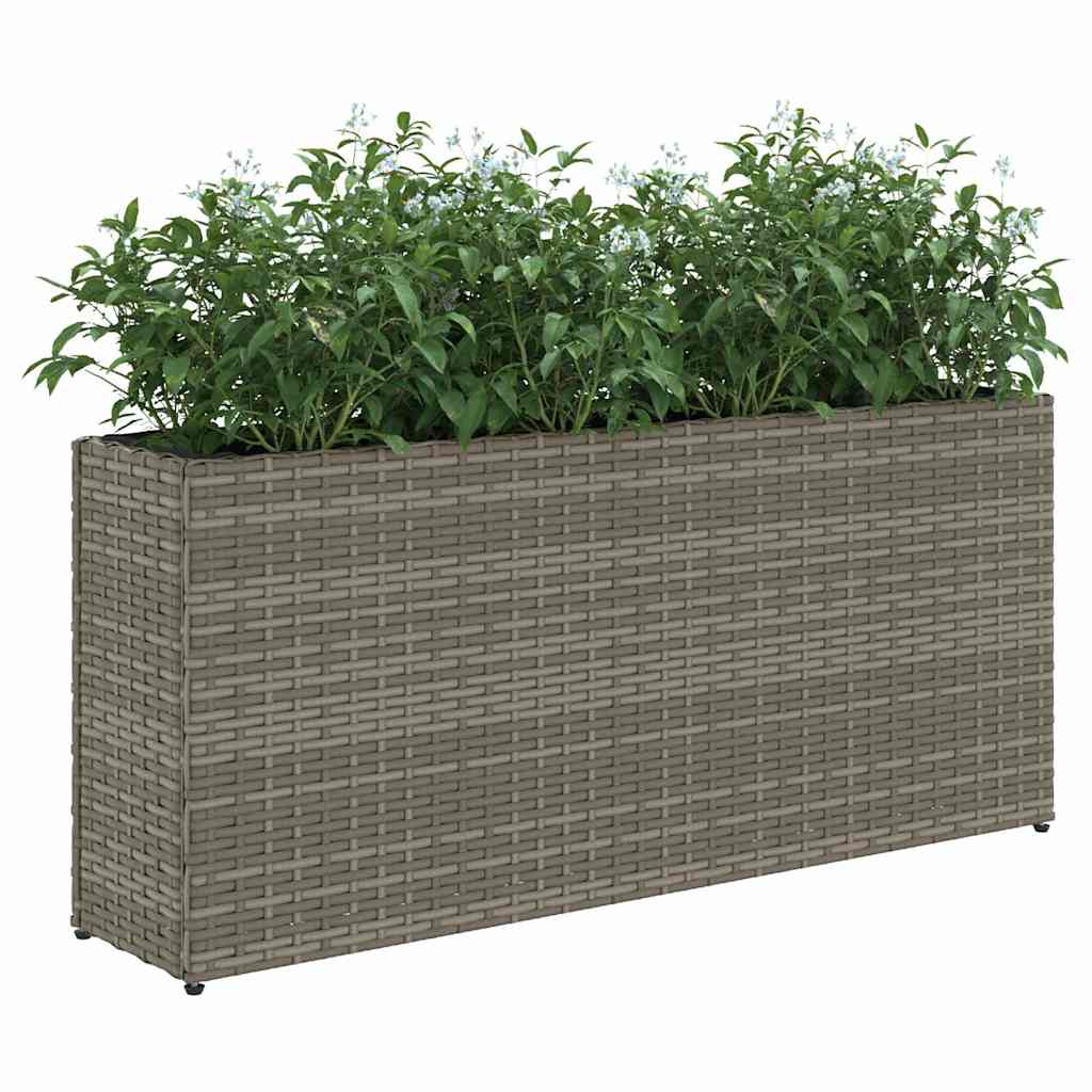 Fioriere da Giardino con 2 Vasi Grigie 90x20x40cm in Polyrattan