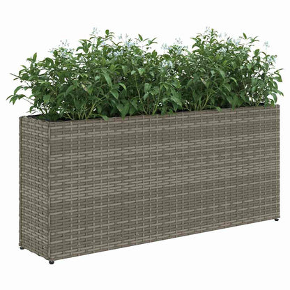 Fioriere da Giardino con 2 Vasi Grigie 90x20x40cm in Polyrattan