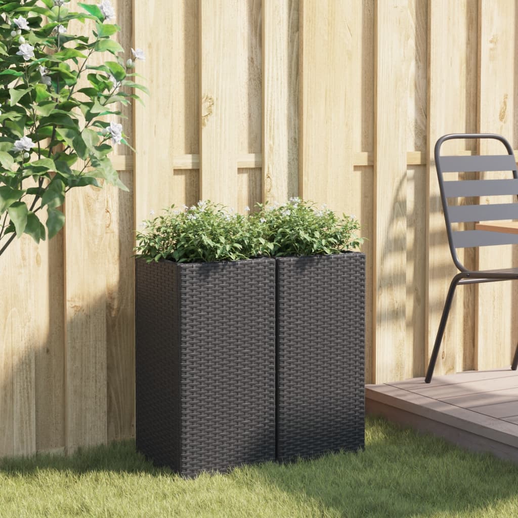 Fioriere da Giardino 2 pz Nere 30x30x60 cm in Polyrattan | homemem39