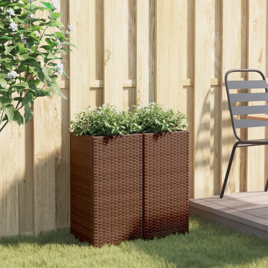 Fioriere da Giardino 2 pz Marrone 30x30x60 cm in Polyrattan