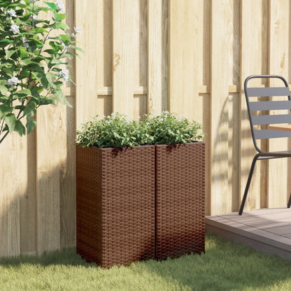 Fioriere da Giardino 2 pz Marrone 30x30x60 cm in Polyrattan