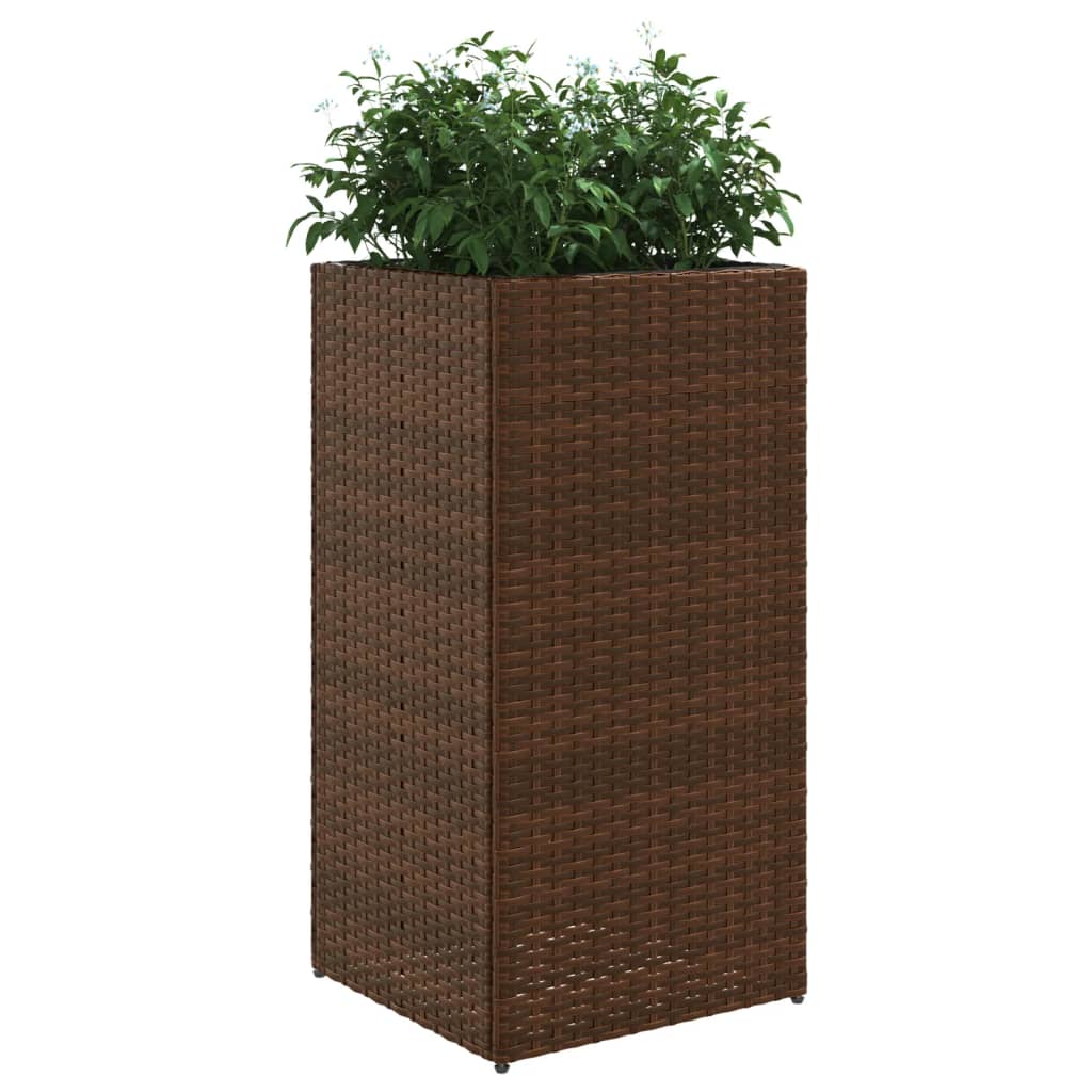 Fioriere da Giardino 2 pz Marrone 40x40x80 cm in Polyrattan