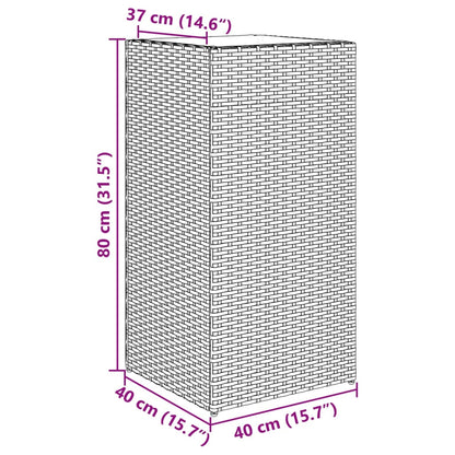 Fioriere da Giardino 2 pz Marrone 40x40x80 cm in Polyrattan