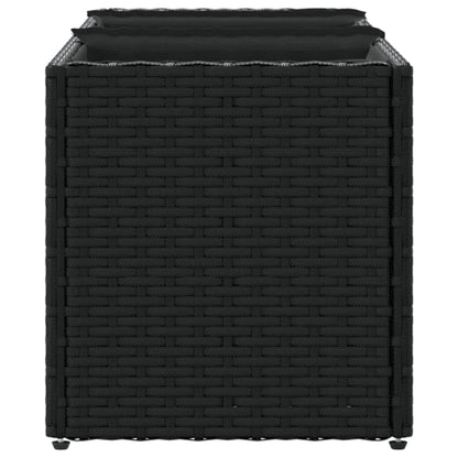 Fioriere da Giardino con 3 Vasi Nere 105x30x32 cm in Polyrattan