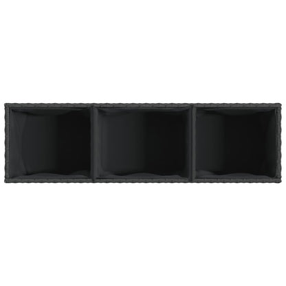 Fioriere da Giardino con 3 Vasi Nere 105x30x32 cm in Polyrattan