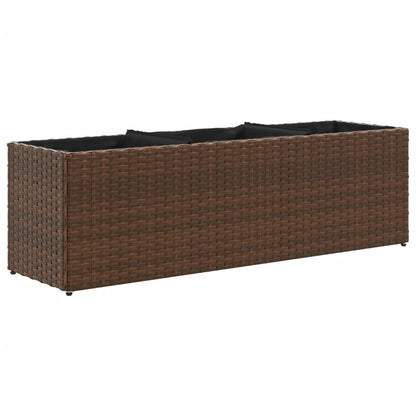 Fioriere da Giardino con 3 Vasi Marrone 105x30x32 cm Polyrattan