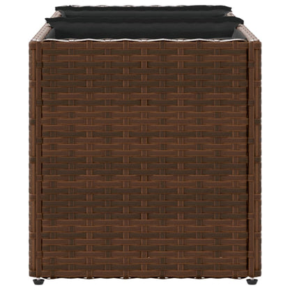 Fioriere da Giardino con 3 Vasi Marrone 105x30x32 cm Polyrattan