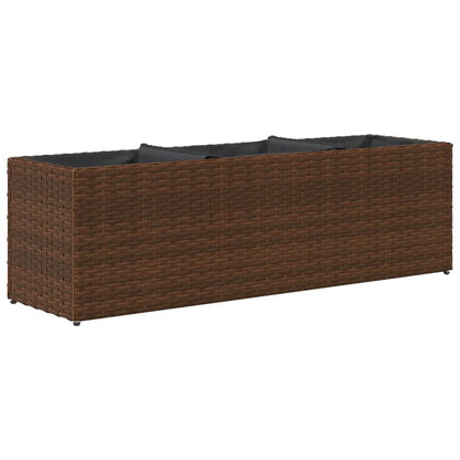 Fioriere da Giardino con 3 Vasi Marrone 105x30x32 cm Polyrattan