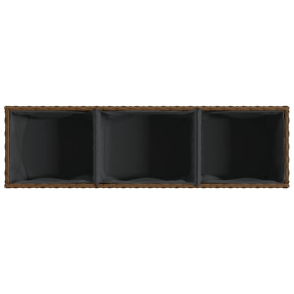 Fioriere da Giardino con 3 Vasi Marrone 105x30x32 cm Polyrattan