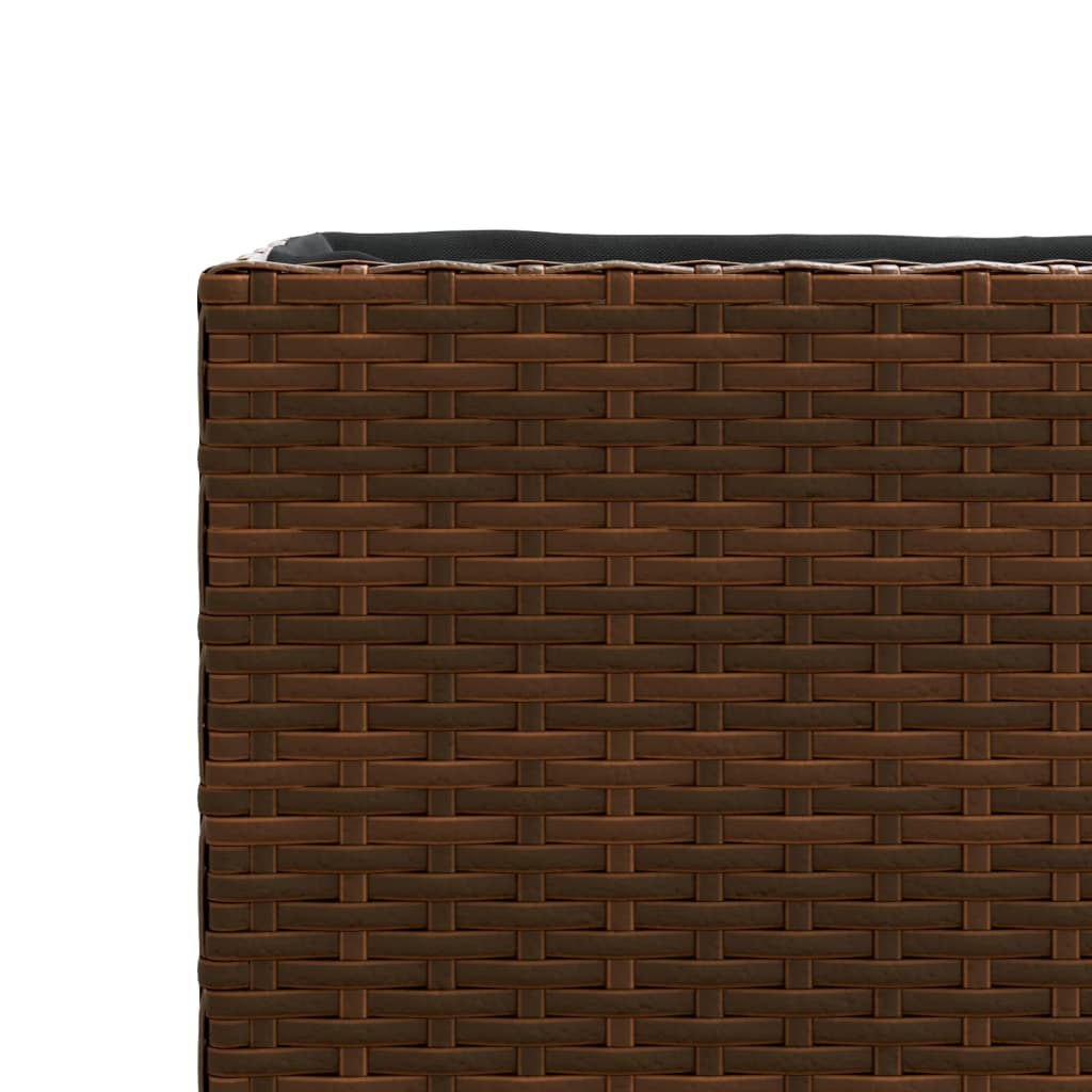 Fioriere da Giardino con 3 Vasi Marrone 105x30x32 cm Polyrattan