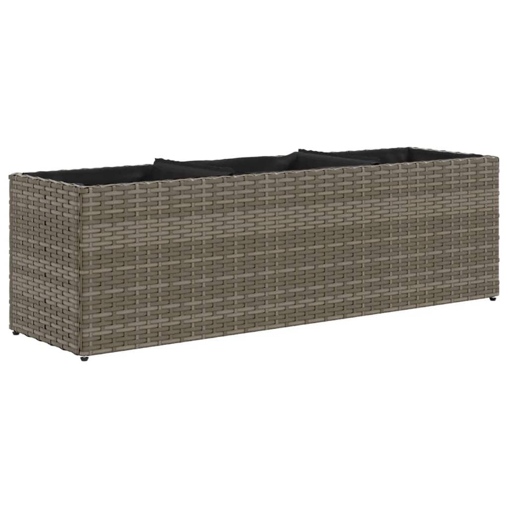 Fioriere da Giardino con 3 Vasi Grigie 105x30x32 cm Polyrattan
