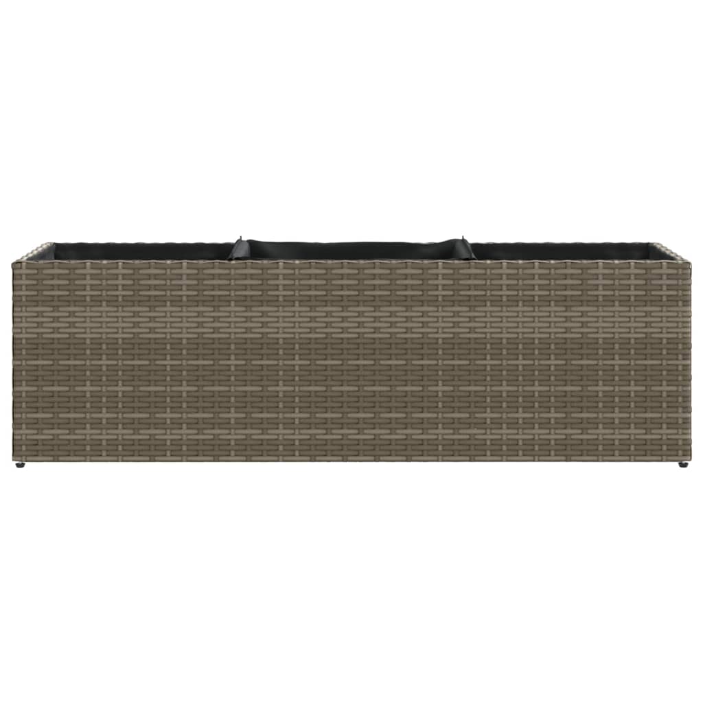 Fioriere da Giardino con 3 Vasi Grigie 105x30x32 cm Polyrattan